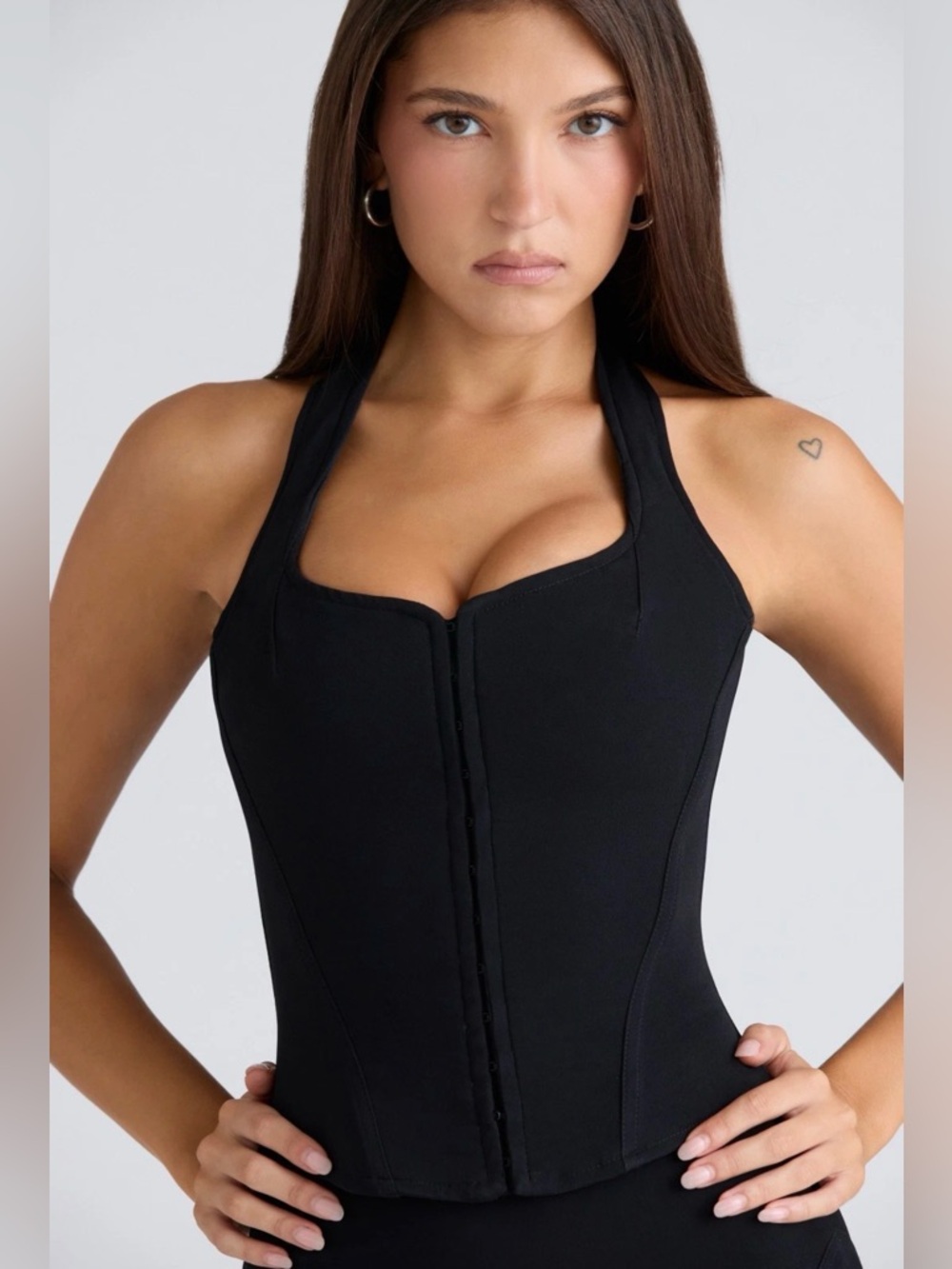 House of CB Black Halter Corset Top